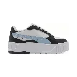 Championes Puma Karmen II Idol de plataforma, color blanco con detalles en negro y celeste.