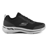 Championes Skechers GOwalk Arch Fit Idyllic color negro, con capellada de malla técnica y material sintético, cordones, plantilla Arch Fit removible con soporte en el arco plantar certificado por podólogos, media suela Ultra Go con amortiguación y suela de goma con tracción de doble densidad.