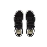 Zapatillas Vans Old Skool V para niños, color negro con la clásica banda lateral blanca y doble cierre de velcro.