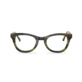Armazones de gafas color verde con diseño de grano, estilo elegante y moderno.