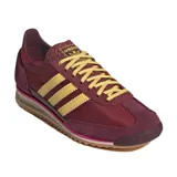 Championes Adidas SL 72 OG W, color bordó con detalles en dorado y suela marrón. Zapatillas de running de estilo retro con las tres tiras clásicas de Adidas en los laterales.