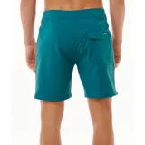 Bermuda de baño color verde azulado, con cordón de ajuste en la cintura y logo de la marca en la pierna.