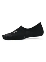 Pack de tres pares de medias Under Armour Breathe Lite Ultra para mujer, color negro con logo plateado.