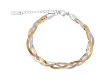 Pulsera de acero entrelazada con baño de oro gold y gold Rose.