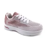 Championes deportivos American Sport Nova, color rosa y blanco, con capellada de tejido de punto y cordones blancos.