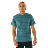 Remera de manga corta con rayas en tonos verdes y diseño clásico de la marca Rip Curl.
