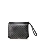 Neceser Tiffosi Nico Fonseca, color negro y gris, con estampado de monograma y logo metálico frontal. Incluye correa de muñeca.