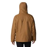Campera Columbia 3 en 1 color marrón, con capa exterior impermeable y transpirable, y forro polar térmico reflectante.