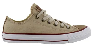 Championes Converse All Star Star Linen Ox, color beige con suela blanca y detalles en marrón.