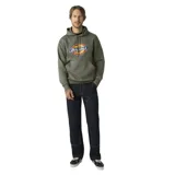 Canguro verde con capucha y cordones ajustables, bolsillo tipo canguro y logo de Dickies estampado en el pecho.