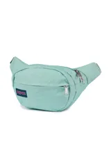 Riñonera JanSport Fifth Avenue con estampado de camuflaje en tonos verde, marrón y beige.