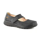 Zapato casual Korium Confort Lisboa color beige, con capellada calada y tira con velcro sobre el empeine.