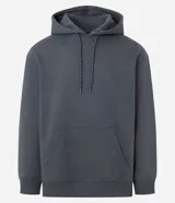 Saco con capucha color beige, con cordón ajustable, bolsillo canguro, mangas largas y barras ajustadas. Confeccionado en algodón con felpa, de corte comfort.