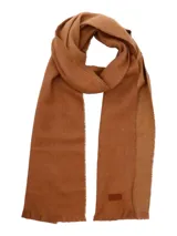 Bufanda unisex bicolor de poliéster reciclado, acrílico y lana, con etiqueta de cuero.