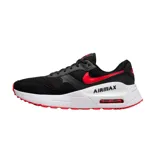 Championes Nike Air Max Systm negros con detalles en rojo y blanco.