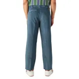 Pantalón de pana azul con corte recto y detalles de costuras reforzadas en las rodillas.