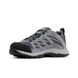 Zapatillas de senderismo Columbia Crestwood color gris con detalles en negro y azul. Capellada de cuero, malla y red. Entresuela ligera Techlite™ para amortiguación y retorno de energía. Suela de goma de tracción Omni-Grip™ para mayor agarre.
