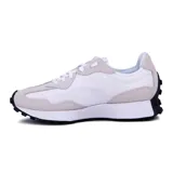 Championes New Balance modelo 327, de estilo retro running, en color blanco con detalles en gris y logo "N" en negro.
