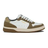 Zapatillas urbanas de hombre, marca Country, color blanco con detalles en marrón.