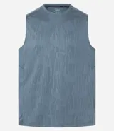 Musculosa deportiva negra de hombre, con cuello redondo, corte regular y estampa heat print. Cuenta con tecnología Dry para mayor transpirabilidad.