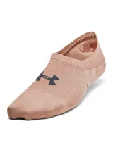 Medias deportivas Under Armour Breathe Lite Ultralow para mujer, color rosa con logo en gris. De corte bajo, ligeras, delgadas, transpirables y de secado rápido.