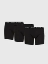 Pack de tres bóxers negros Tommy Hilfiger de algodón elastizado con cintura elástica y logo de la marca.