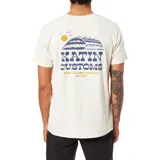 Remera de manga corta color blanco hueso con cuello redondo y estampado pequeño en el pecho con el logo de la marca Katin y la leyenda 'Customs' en azul.