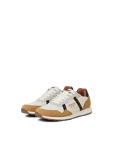 Championes Jack & Jones Arrow, color blanco hueso con detalles en marrón, gris y negro. Confeccionados en poliéster y poliuretano, con forro de mesh de poliéster y suela de caucho termoplástico.