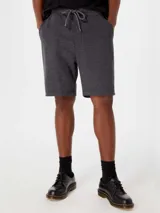 Bermuda básica de algodón color negro, corte recto y largo por encima de la rodilla, con cintura elástica ajustable con cordón.