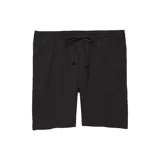 Short negro de algodón y elastano, estilo volley, con cintura elástica, cordón ajustable, bolsillos delanteros y traseros ribeteados.