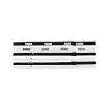 Set de seis bandas elásticas Puma Sportbands para el cabello, en colores blanco y negro, con logo de la marca estampado.
