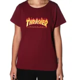 Remera color borgoña con logo Thrasher Flame estampado en el pecho.