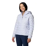 Campera Columbia Delta Ridge II para mujer, color azul marino, con capucha y cierre frontal. Cuenta con tecnología termorreflectante Omni-Heat™ y HeatSeal™ para mantener el calor, y Omni-Shield™ para repeler la humedad.