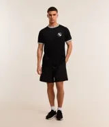 Remera deportiva masculina confeccionada en Rib con tecnología dry, en modelo comfort. Posee cuello redondo, manga corta, estampa localizada y bies contrastante.