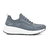 Championes grises de tejido knit con cordones elásticos y plantilla Skechers Memory Foam.