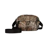 Bandolera Supreme con estampado de camuflaje, logo bordado en el frente y correa ajustable negra.