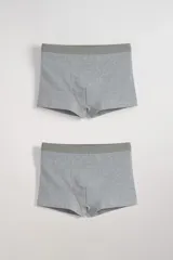 Pack de dos boxers cortos de algodón color gris melange con cintura elástica.