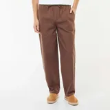 Pantalón marrón de corte recto confeccionado en mezcla de lino.