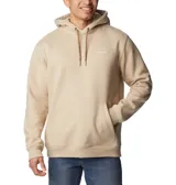 Canguro Columbia color beige, con capucha ajustable con cordón, bolsillo tipo canguro y logo de la marca bordado en el pecho.