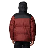 Campera puffer negra marca Columbia, con capucha ajustable, cierre frontal con cremallera, bolsillos laterales con cremallera, puños elásticos y aislamiento Thermarator™.