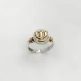 Anillo de plata 925 con apliques de oro 9k. El diseño presenta el símbolo de psicología en el centro.