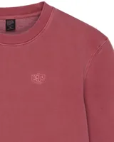Buzo de algodón negro con cuello redondo, mangas largas y logo bordado en el pecho.
