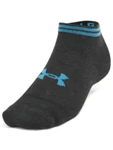 Medias deportivas Under Armour Essential Low Cut, color blanco con logo bordado en color lila.