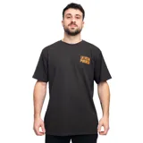 Remera negra de manga corta con cuello redondo y estampado frontal con el logo de La Vela Puerca.