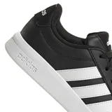 Championes Adidas Grand Court Base 3.0, color negro con las tres rayas distintivas de la marca en blanco y suela blanca.