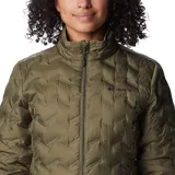 Campera Columbia Delta Ridge II para mujer, color verde militar, con tecnología Omni-Heat de revestimiento térmico reflectante, HeatSeal, Omni-Shield, plumón certificado por RDS, tejido resistente al agua y aislamiento de plumón de 650 fill power.