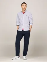 Zapatillas Tommy Hilfiger de running en ante color blanco, azul y rojo, con ribetes en zigzag y paneles color block.