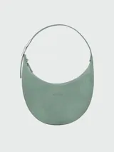 Bolso hobo de cuero color negro con cierre de cremallera y asa de hombro.
