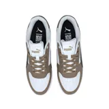 Championes Puma Caven 2.0 unisex, color blanco con detalles en marrón y negro. Zapatillas de estilo retro inspiradas en el baloncesto de los años 80, con plantilla SoftFoam para mayor comodidad.