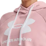Canguro Under Armour de mujer, color gris con logo negro estampado en el pecho. Confeccionado en tejido Fleece ligero, cómodo y suave por dentro.